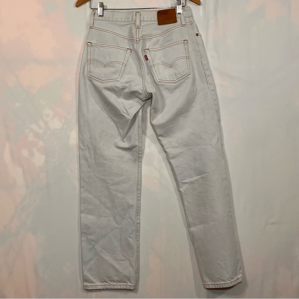 Levi’s Premium 501 White Wash Jeans 25x30 Straight Leg Big E Vintage 90s Denim - Picture 5 of 13